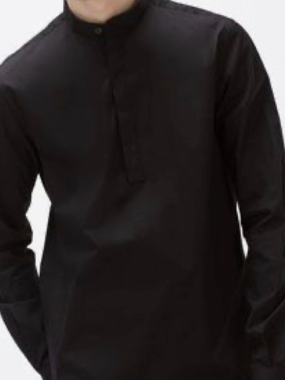 Zara Men’s Black Mandarin Collar Button-Down Shirt NWT Sz. Small